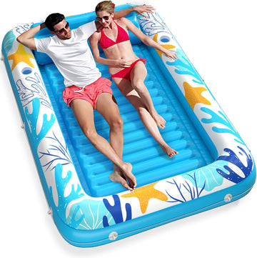 Inflatable Tanning Pool Lounger Float - Jasonwell 4 in 1 Sun Tan Tub Sunbathing Pool Lounge Raft Floatie Toys Water Filled Tanning Bed Mat Pad for Adult Blow Up Kiddie Pool Kids Ball Pit Pool (OB-XXL) - Jasonwell